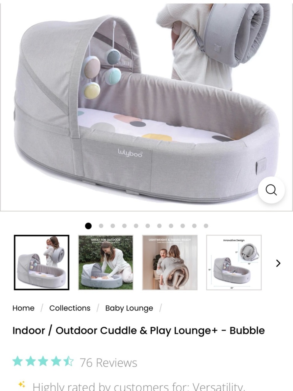 Lulyboo Baby Cuddle & Play Lounge - Light Gray